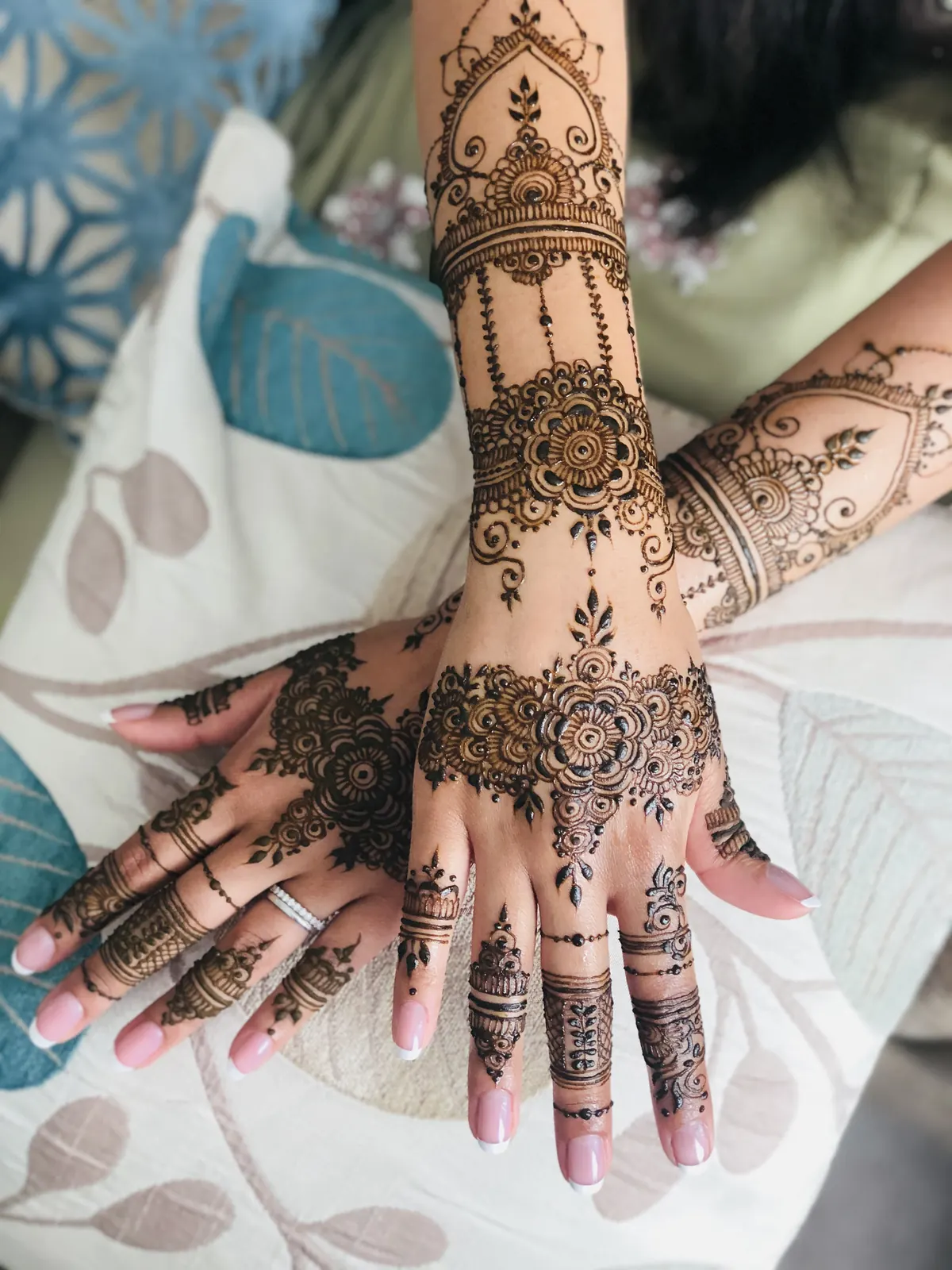 Bridal henna pattern closeup