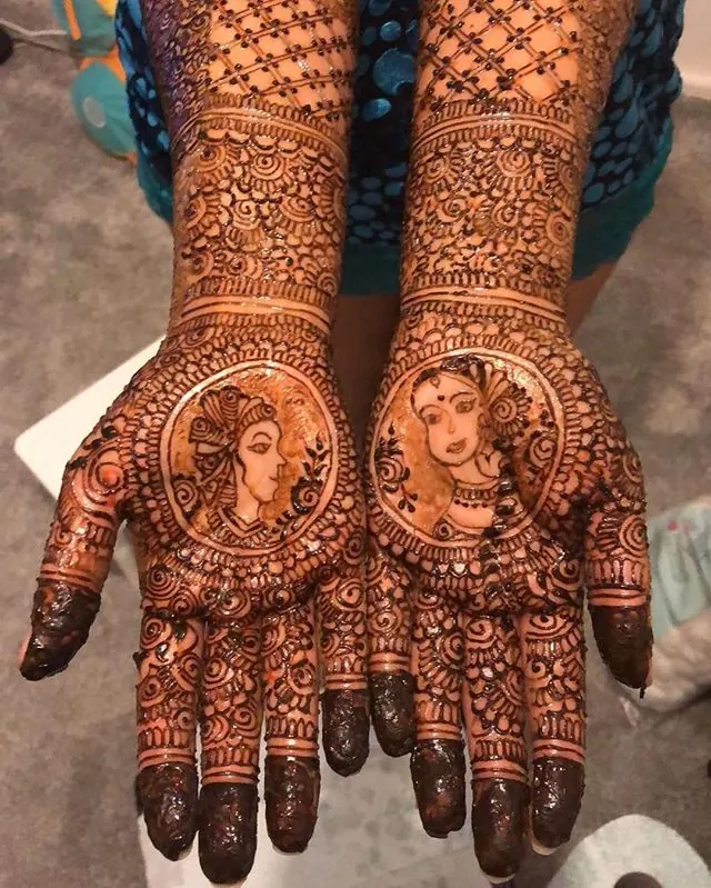Indian bride and groom wedding henna